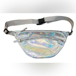Silver Iridescent crossbody belt bag/fanny pack
